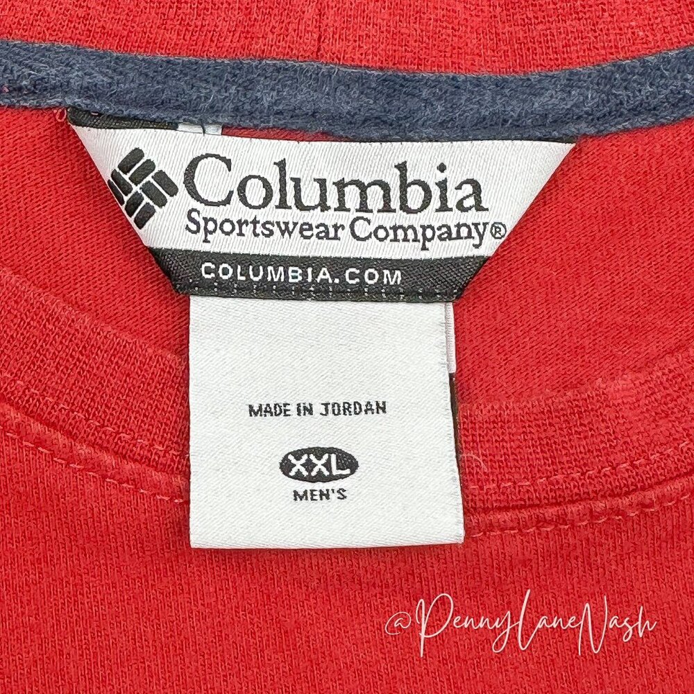 Columbia Red Crewneck Short Sleeve Pocket Tshirt Men's 2X - Picture 5 of 10